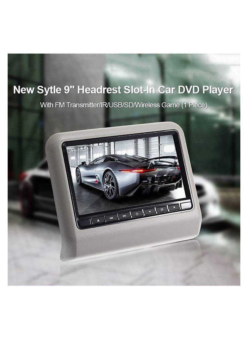 Generic - 9 Inch Car Headrest Slot-In Car DVD Player Car Headrest Monitors with FM Transmitter IR USB SD Wireless Game with 32-bit Games Pack of 2 - Image 1