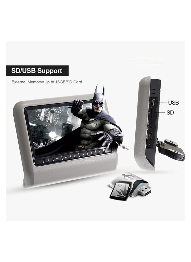 Generic - 9 Inch Car Headrest Slot-In Car DVD Player Car Headrest Monitors with FM Transmitter IR USB SD Wireless Game with 32-bit Games Pack of 2 - Image 1