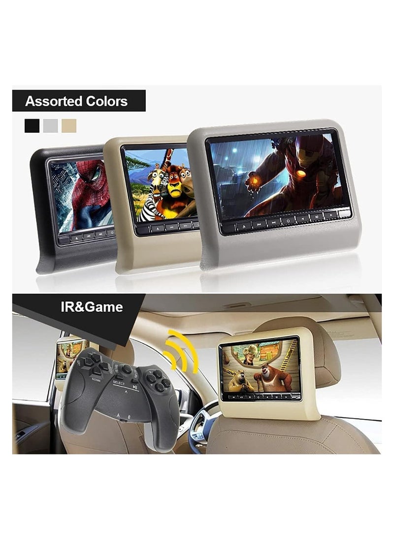 Generic - 9 Inch Car Headrest Slot-In Car DVD Player Car Headrest Monitors with FM Transmitter IR USB SD Wireless Game with 32-bit Games Pack of 2 - Image 1