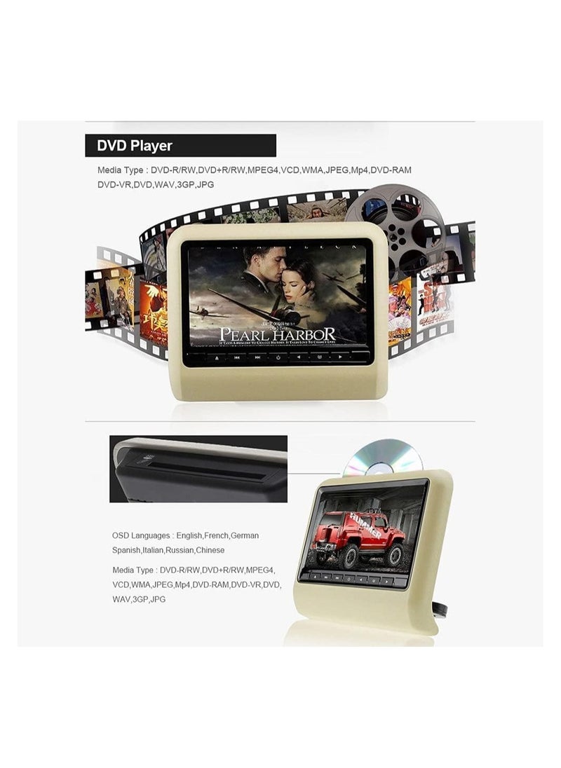 Generic - 9 Inch Car Headrest Slot-In Car DVD Player Car Headrest Monitors with FM Transmitter IR USB SD Wireless Game with 32-bit Games Pack of 2 - Image 1