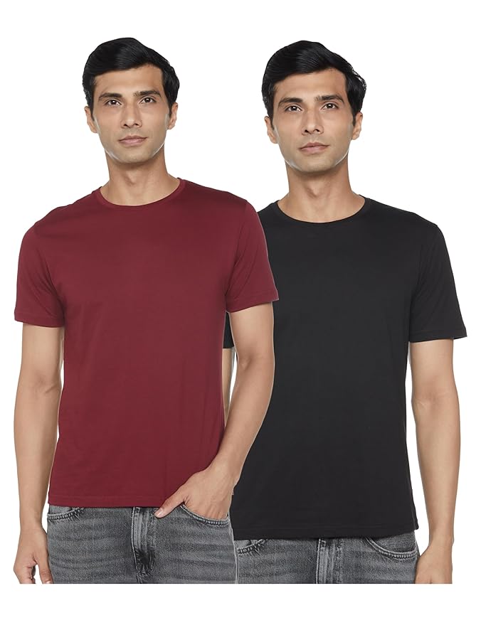 fyltr Men's Solid T-Shirt - Half Sleeve | Round Neck | 100% Cotton | Regular Fit T-Shirt (Pack of 2) - Image 1
