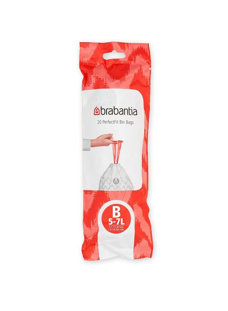 برابانتيا Brabantia PerfectFit أكياس نفايات مقاس B (5–7 لتر) – 60 كيس – أكياس قمامة قوية برباط شد، أبيض - Image 2