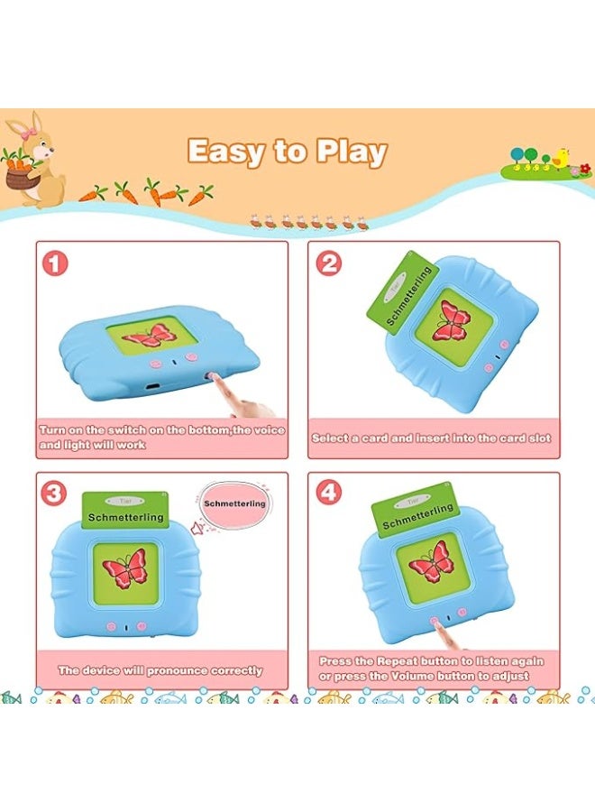 Kidzilla Talking Flash Cards Learning Toys for Toddlers 1-6 Year Old,British English, 224 Words, Audible Educational Toys, Preschool Learning Resource Electronic Interactive Toy Birthday Gifts for Kids-Blue - Image 4