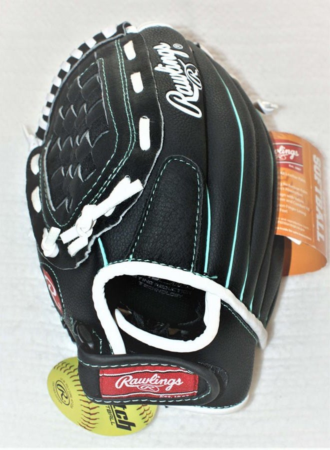 Rawlings Lefty 11.5 inch Softball Glove, Black/Teal - Image 4