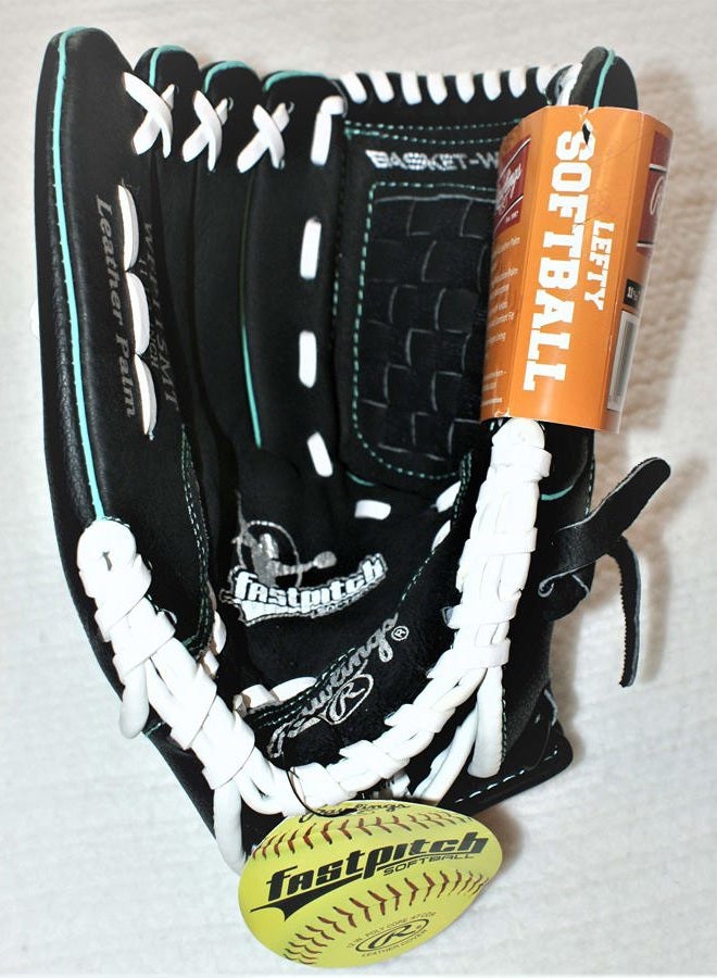 Rawlings Lefty 11.5 inch Softball Glove, Black/Teal - Image 1