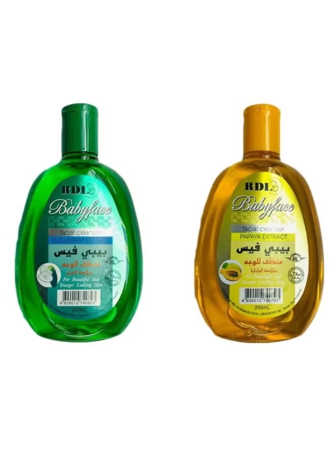 ار دي ال بيبي فيس منظف الوجه بخلاصة البابايا 250 ملليلتر+منظف الوجه بيبي فيس بخلاصة الخيار 250ملليلتر