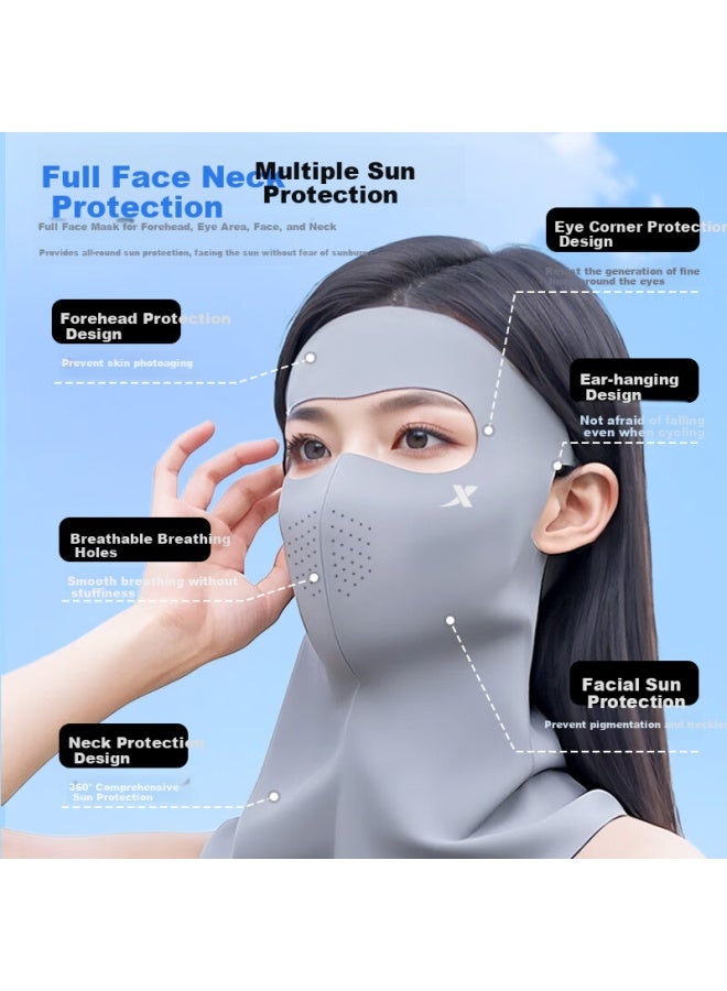Xtep Sun Protection Full Face Mask Neck Protection Hanging Ear Sunscreen Mask Sunshade Face Bikini Ice Silk Uv Protection Female Riding - Image 3