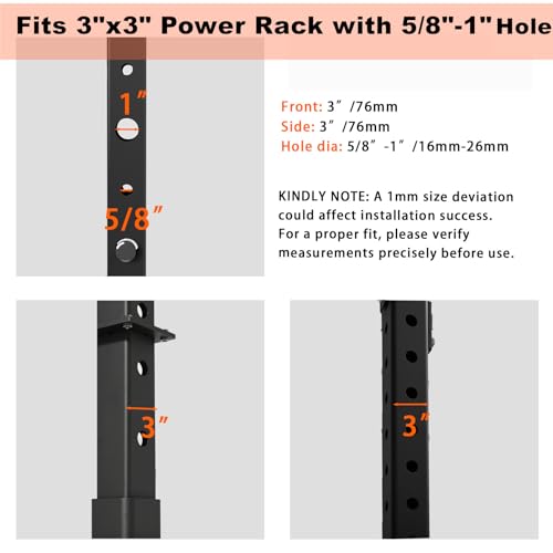 Lights Mountain Rack-Mounted Olympic Barbell Holder for 3x3 Power Racks, No Drilling Required – Heavy-Duty Steel Storage with Protective Padding, Fits 5/8''-1'' Holes – Space-Saving Gym Equipment - Image 2