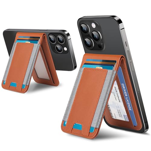 ExtreLife 2-in-1 Magsafe Wallet, Adjustable Stand and Open ID Window, Magnetic Wallet for iPhone 17/16/15/14 Pro Max/14 Pro/14/14 Plus/13/12 Series, 9 Cards, Brown - Image 1