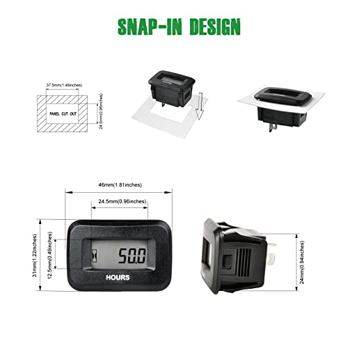 Yooreal Digital OEM Maintenance Hour Meter Gauge,Volt DC 5V-60V,Works on Various of ZTR/Riding Lawn Mower Tractor Snow Blower Land Edger Pressure Washer Tractor - Image 5
