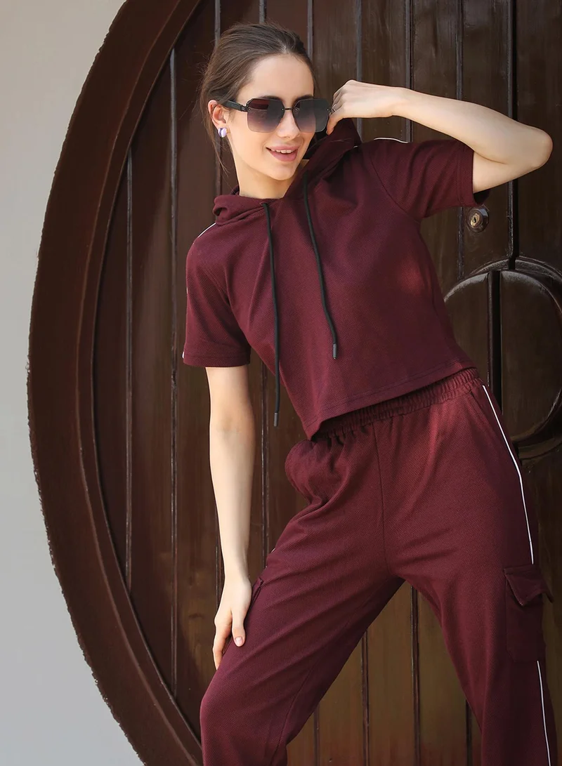 بينيا كولادا مجموعة الأنابيب المتباينة باللون الأحمر الخمري للسيدات