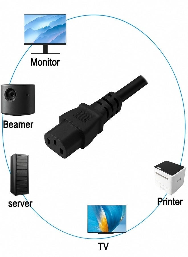 Power Cable PC 1.5M (5ft) –UK power cord with fuse Heavy Duty 3-Prong AC Cable with Pure Copper Wire and Built-in Fuse – For PC, Monitor, TV, Printer, Copier, Shredder – Black - Image 2