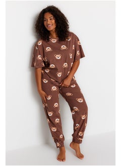 Brown Teddy Bear Pattern Knitted Pajamas Set TBBAW23AI00039