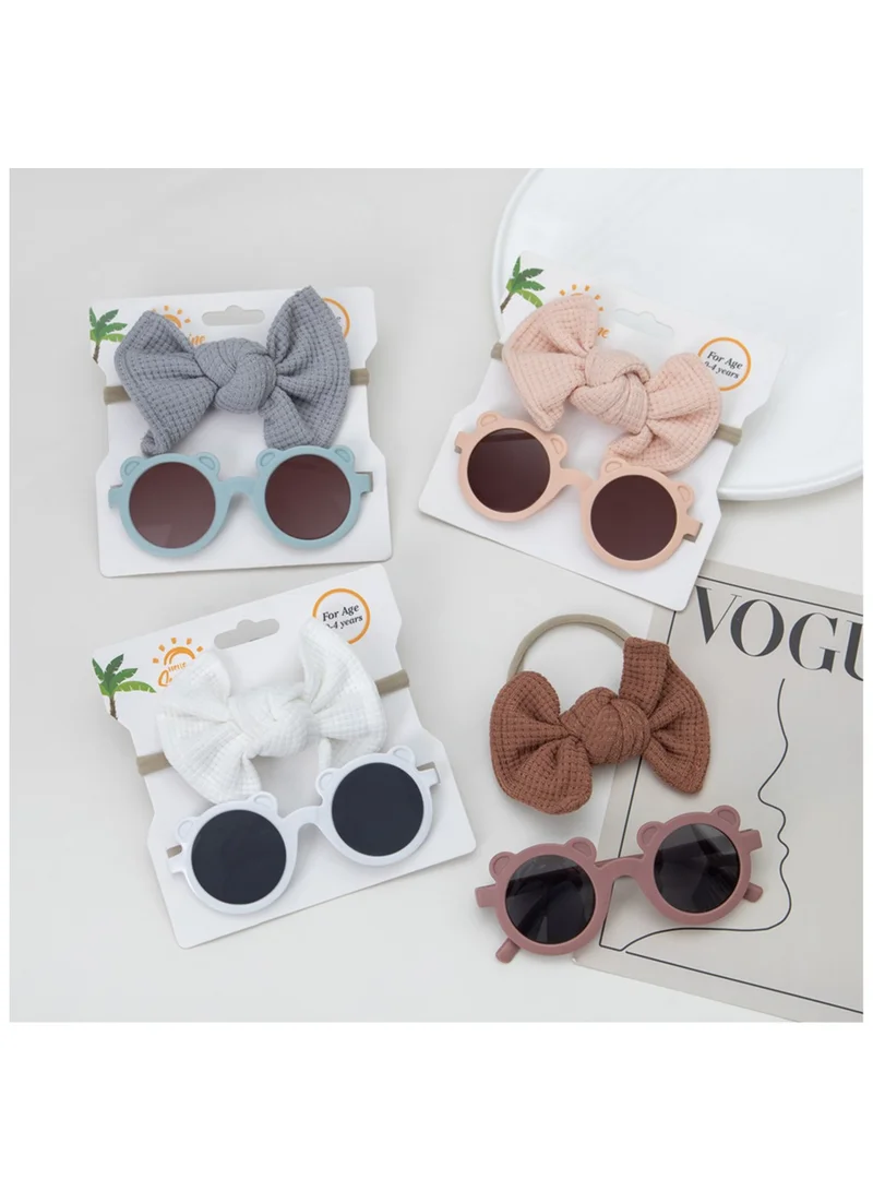 D'Daniela Romina Glasses and Bow Barrette Ponytail Set For Babies and Girls - Dark Brown