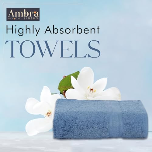 Ambra Linens 500 GSM Highly Absorbent Towel, 100% Cotton, Soft and Plush, All Seasons Use, Large, Everyday Use, Durable (1 Piece of Bath Towel, Dark Blue) - Image 2