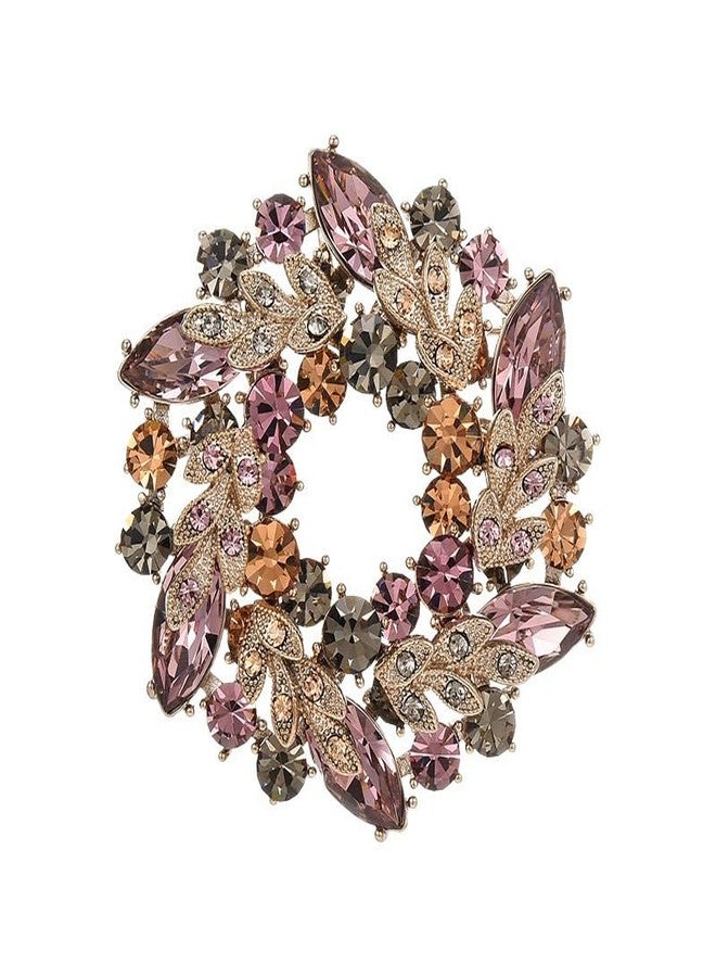 Preptep Rhinestone Flower Brooch for Women Crystal Wreath Pin Stylish Crystal Bauhinia Wreath Brooch Elegant Clothing Hat Bag Accessories Christmas Wedding Bridal Birthday Jewelry - Image 1
