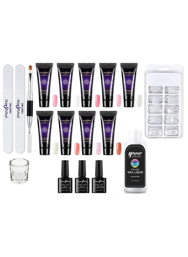 بينباي مجموعة Pinpai Professional Nail Extensions Poly Nail Gel مع طبقة علوية وطبقة أساسية - Image 1