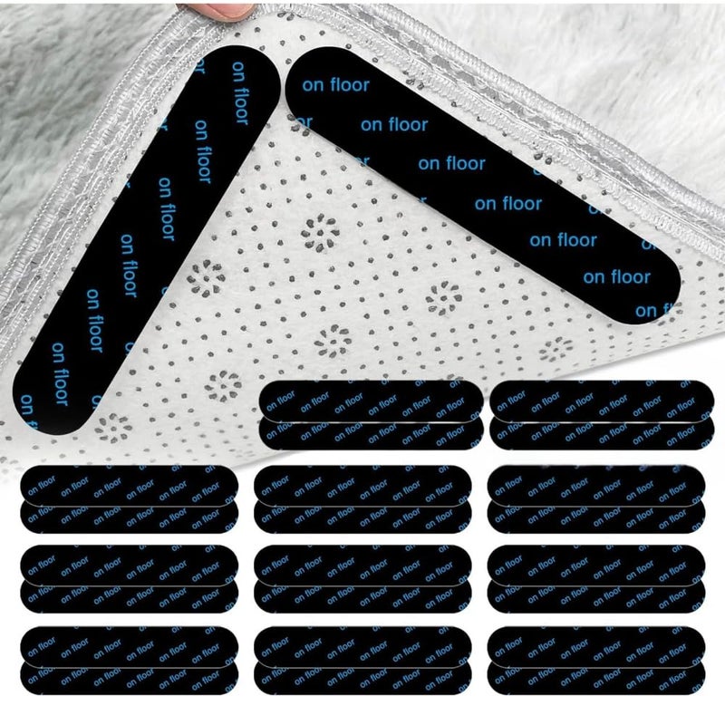 BRONZET Rug Gripper Jumbo Pack Of 24  Washable  Reusable AntiSlip Rug Grippers For Laminate Floor and Wooden Floors MultiPurpose Carpet Tape For All Kinds Of Rugs