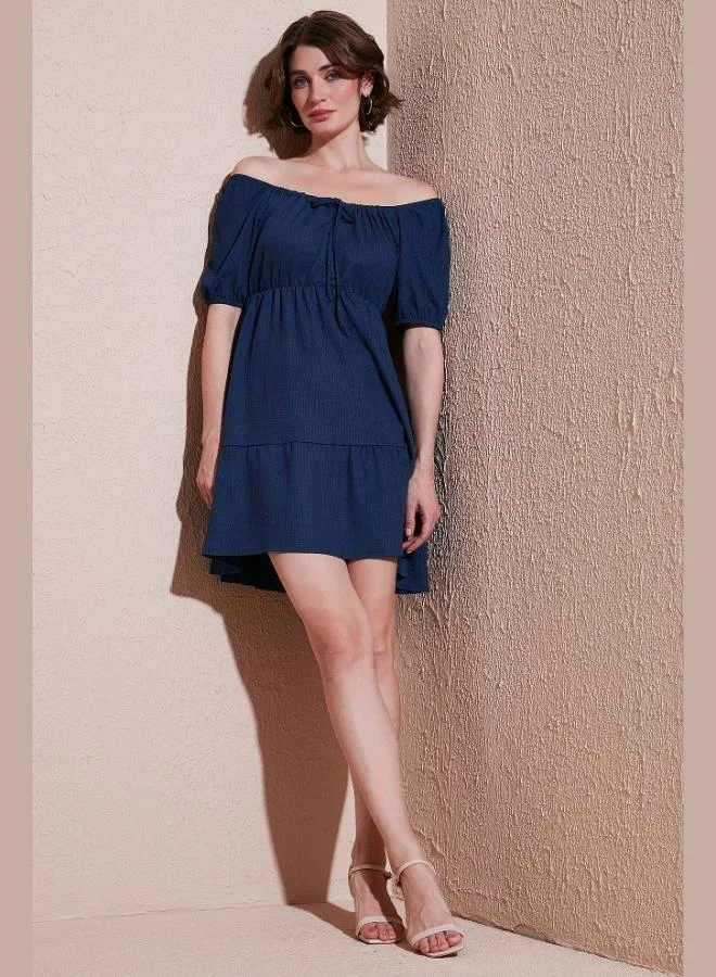 Lela Lela Front Gathered Balloon Sleeve Mini Dress Women's Dress 5869005