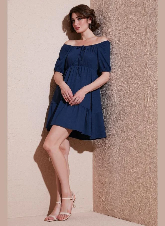 Lela Lela Front Gathered Balloon Sleeve Mini Dress Women's Dress 5869005