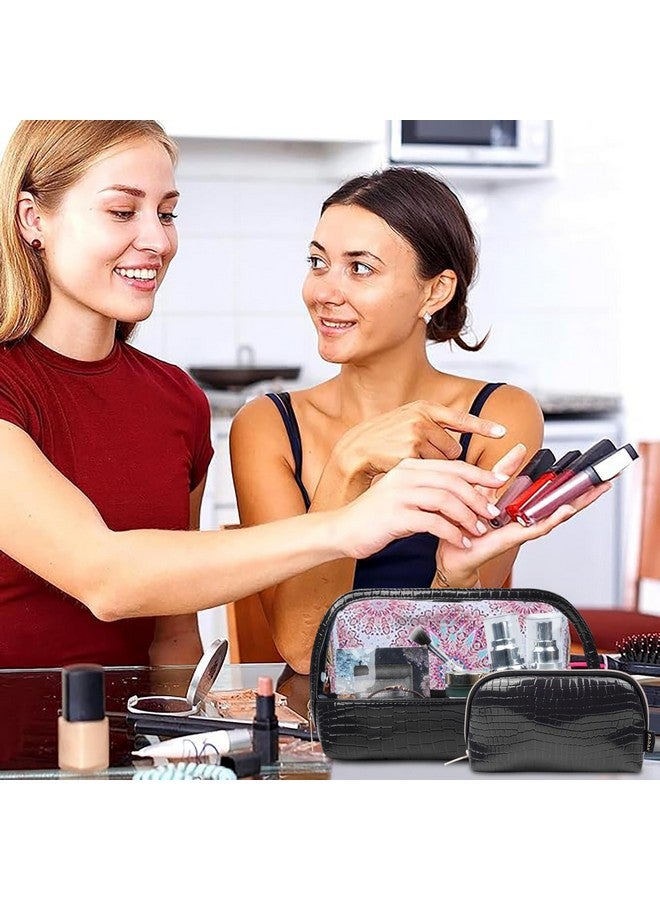 FADAK Combo Makeup Pouch Cosmetic Pouch for Woman with Zipper (Black) - Image 5