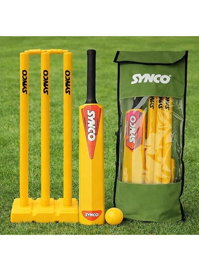 سينكو مجموعة كريكيت للأطفال - مقاس ٦ | مضرب بلاستيكي مصبوب بمقبض مطاطي، وكرة لينة، وأعمدة ويكيت | مجموعة لعب مناسبة لجميع الأحوال الجوية للأطفال من سن ٥ إلى ٩ سنوات - Image 1