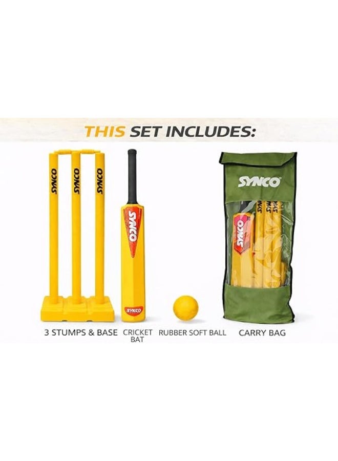 سينكو مجموعة كريكيت للأطفال - مقاس ٦ | مضرب بلاستيكي مصبوب بمقبض مطاطي، وكرة لينة، وأعمدة ويكيت | مجموعة لعب مناسبة لجميع الأحوال الجوية للأطفال من سن ٥ إلى ٩ سنوات - Image 2