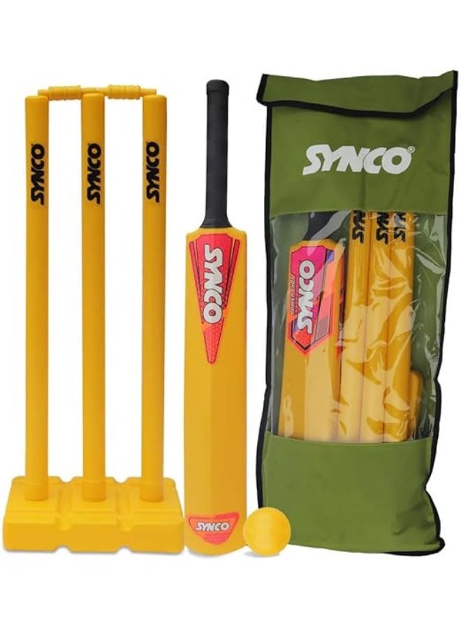 سينكو مجموعة كريكيت للأطفال - مقاس ٦ | مضرب بلاستيكي مصبوب بمقبض مطاطي، وكرة لينة، وأعمدة ويكيت | مجموعة لعب مناسبة لجميع الأحوال الجوية للأطفال من سن ٥ إلى ٩ سنوات - Image 4