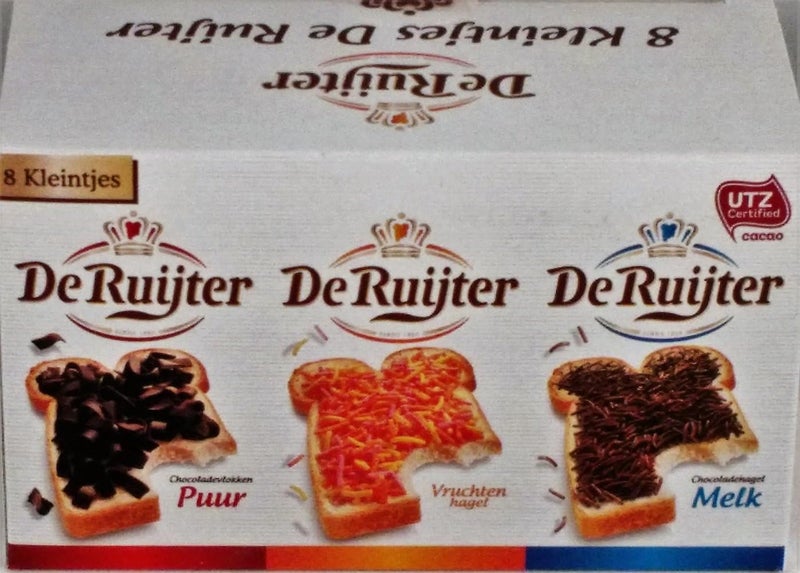 De Ruijter 8 Kleintjes Mini Box - Assorted Sprinkles and Flakes (Milk, Dark, and Fruit Flavors) - Image 1