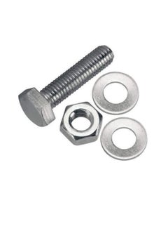 Generic 12 pcs Hex Head Screw Bolts Nuts & Washers Fully Thread GI Plain Finish Bolt Set. (14, 100M)  - Image 3