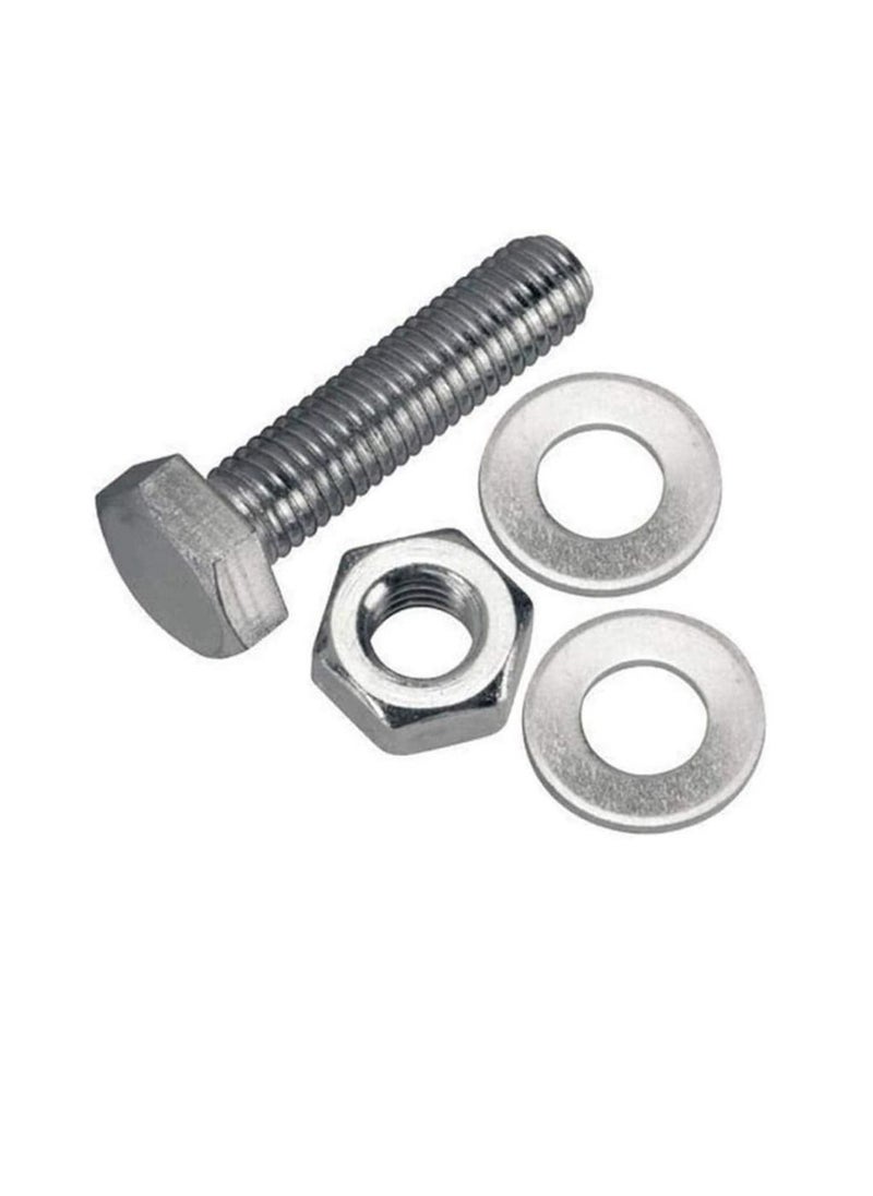 Generic - 12 pcs Hex Head Screw Bolts Nuts & Washers Fully Thread GI Plain Finish Bolt Set. (14, 100M) - Image 1