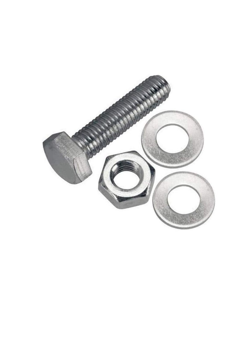 Generic - 12 pcs Hex Head Screw Bolts Nuts & Washers Fully Thread GI Plain Finish Bolt Set. (14, 100M) - Image 1