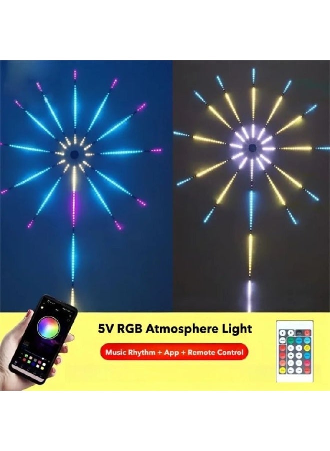 Smart LED light strip with a firework design, app control, music synchronization, and RGB changing lighting for games and parties. - Image 4