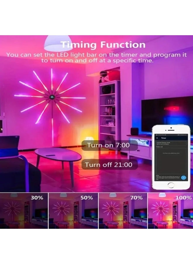 Smart LED light strip with a firework design, app control, music synchronization, and RGB changing lighting for games and parties. - Image 3