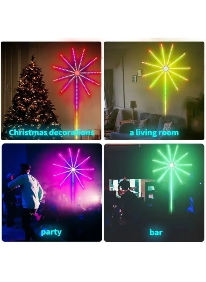 Smart LED light strip with a firework design, app control, music synchronization, and RGB changing lighting for games and parties. - Image 2