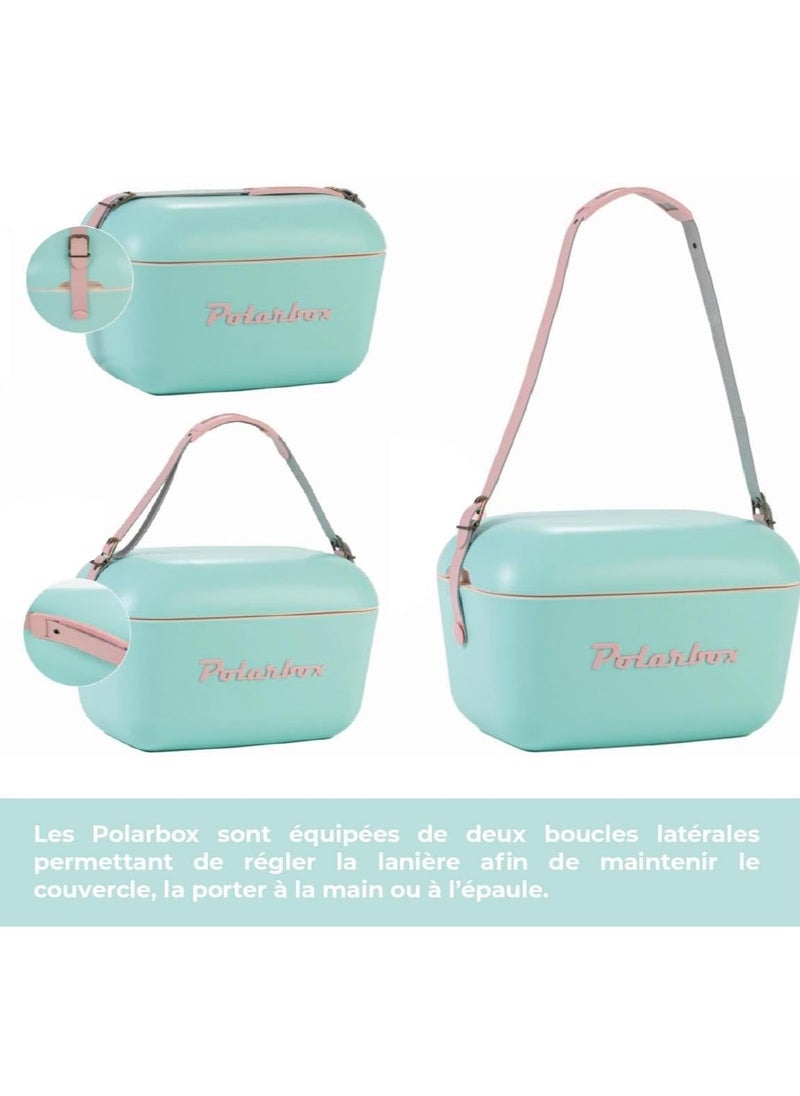 Polarbox Polarbox 20L Classic Cooler Box – Orange Sorbet & Pink | Retro Insulated Ice Box with Leather Strap | Stylish Thermal Picnic & Beach Cooler  - Image 4