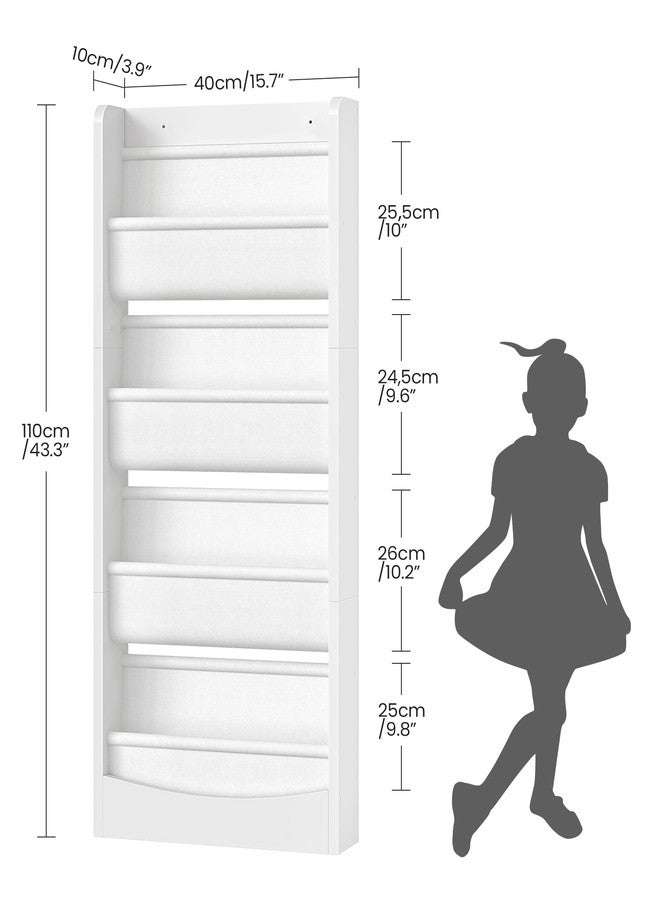 CHOEZON Wall Mounted Kids Bookshelf, 4 Tier Fabric Book Shelf for Kids Rooms, Bookshelf Organizer for Nursery, Classroom, Door Behind, Holds Books, Toys, White MCW40WB - Image 3