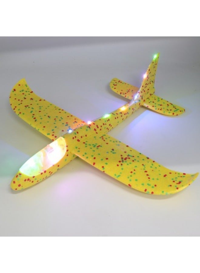 Large Hand Throwing Aircraft Toy Light-emitting Outdoor Sliding Aircraft Children's Swing Throwing Gliding Foam Aircraft Model-Color:Full Body Luminous Yellow  - Image 1