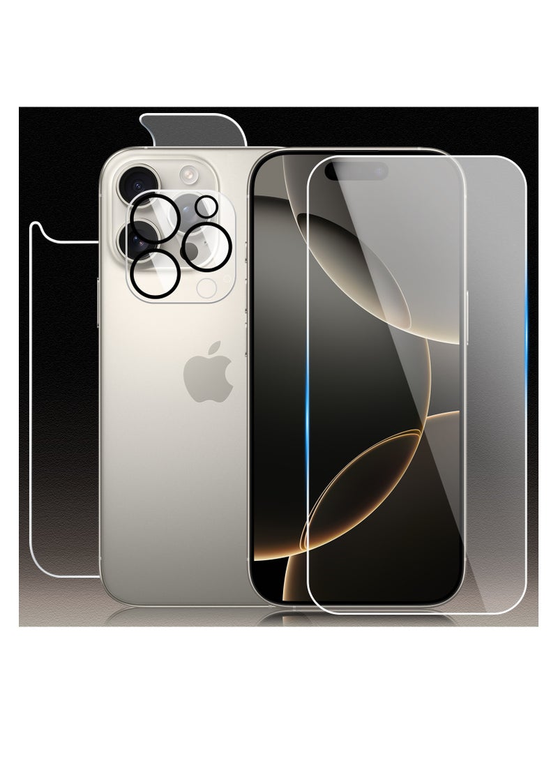 3 in 1 Screen Protector for iPhone 16 Pro, Front and Back Tempered Glass Screen Protector, Camera Lens Protector Ultra Thin Bubble Free(6.3 inch)  - Image 1