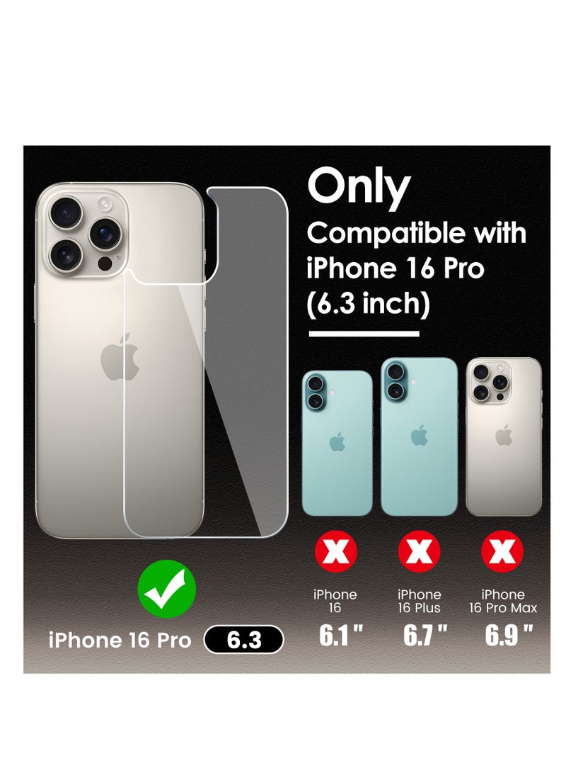 3 in 1 Screen Protector for iPhone 16 Pro, Front and Back Tempered Glass Screen Protector, Camera Lens Protector Ultra Thin Bubble Free(6.3 inch)  - Image 2