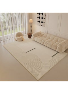 Simple Cream Large Area Fluffy Rug Carpet 240X360 CM  (Three Proof Cotton Based Loop Velvet)