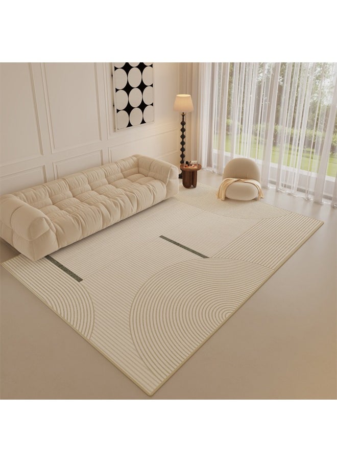 NKX - Simple Cream Large Area Fluffy Rug Carpet 240X360 CM  (Three Proof Cotton Based Loop Velvet) - Image 1
