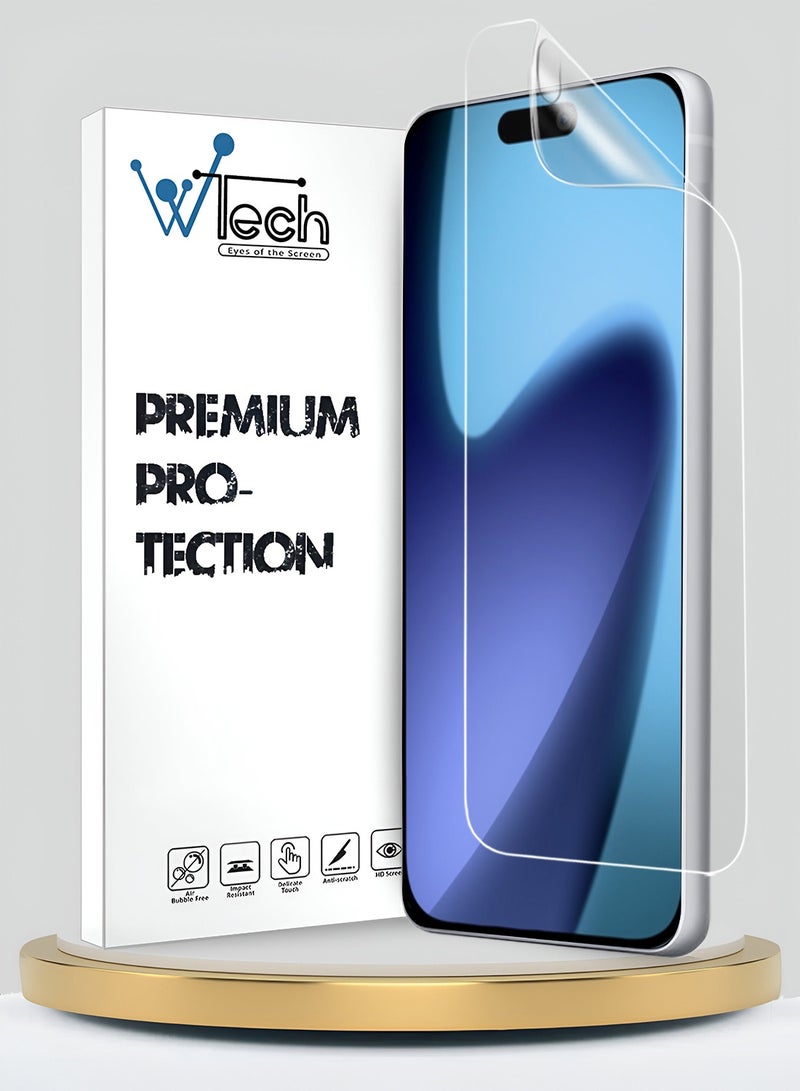 Wtech Apple iPhone 17 Pro Max 5G 2025 Premium Hydrogel Film Thin and Flexible Screen Protector (MSHFMN) - Clear - Image 1