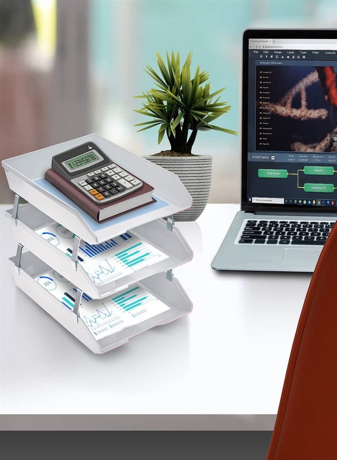 Acrimet Facility 3 Tier Letter Tray, Front Load, Letter Size/A4, Desktop File Organizer, Plastic (White Color) - Image 3