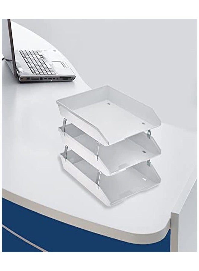 Acrimet Facility 3 Tier Letter Tray, Front Load, Letter Size/A4, Desktop File Organizer, Plastic (White Color) - Image 4