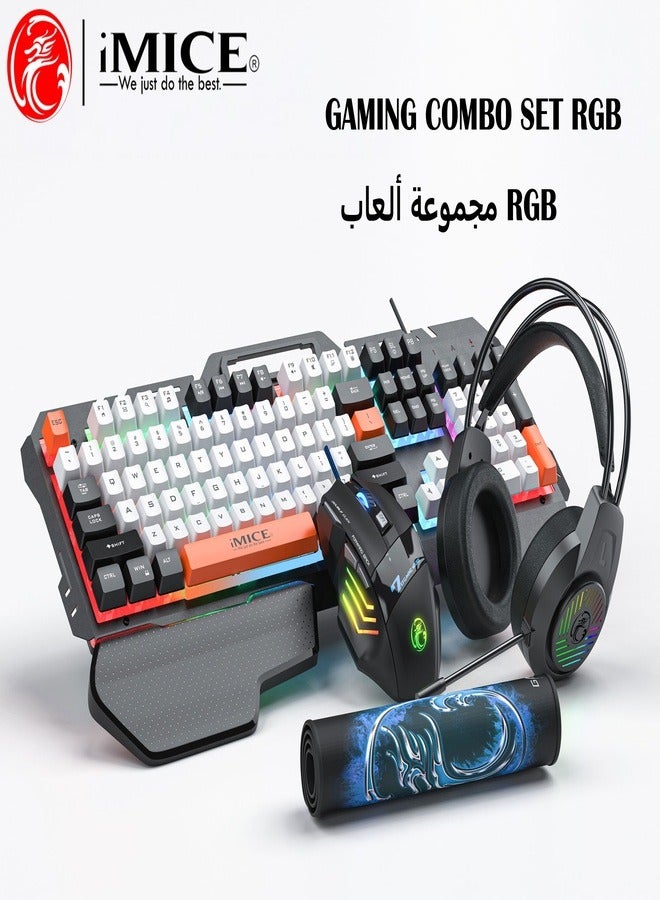 iMice Gaming Combo Pack Ultimate 4-in-1 High-Performance – RGB Backlit Keyboard, Precision Mouse, Immersive Headset & Smooth Mousepad - Image 1