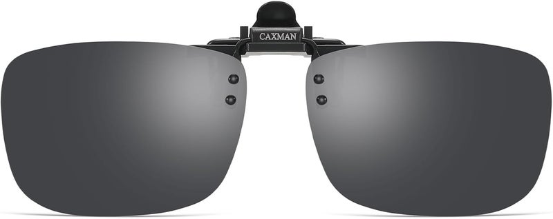 CAXMAN Polarized Clip-on Flip Up Metal Clip Rimless Sunglasses for Prescription Glasses - Image 1