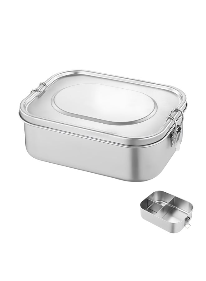 PEARL صندوق غداء مستطيل من الفولاذ المقاوم للصدأ للأطفال - 3 أقسام، سعة 1400 مل، مانع للتسرب، متين، سهل التنظيف، حاوية غداء مدرسية، PK0012 - Image 1