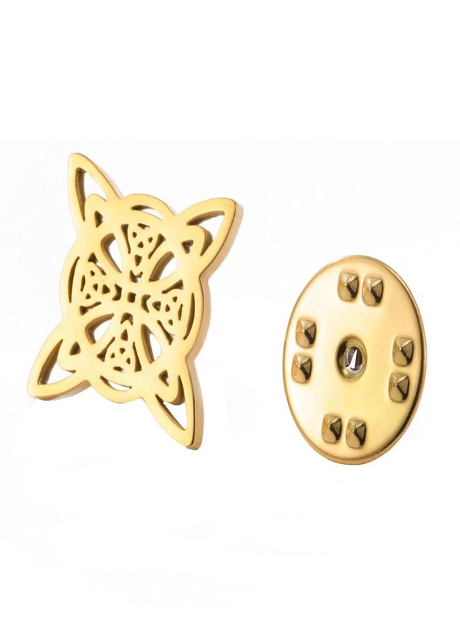 TEAMER Witches Knot Brooch Stainless Steel Celtic Knot Brooch Pins Vintage Wiccan Amulet Jewelry For Women (Witches Knot 1, Gold) - Image 1