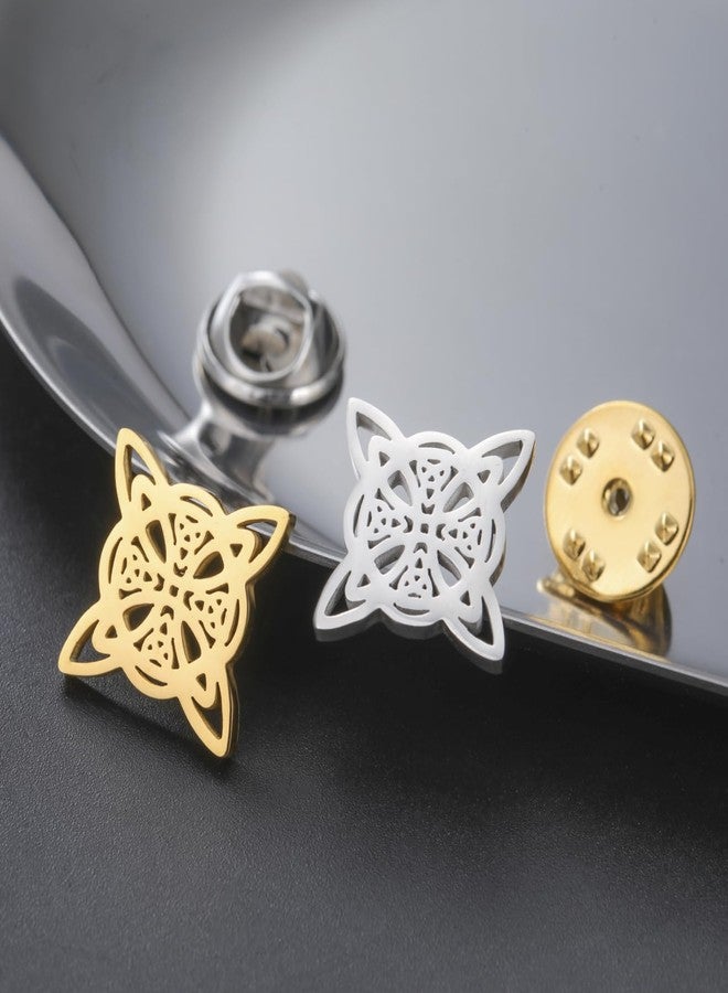 TEAMER Witches Knot Brooch Stainless Steel Celtic Knot Brooch Pins Vintage Wiccan Amulet Jewelry For Women (Witches Knot 1, Gold) - Image 5